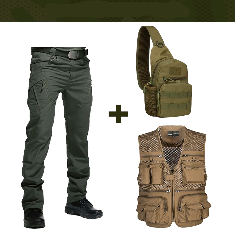 Kit Pantalon Stealth + Sac à Dos Militaire Bag Max + Gilet Tactique